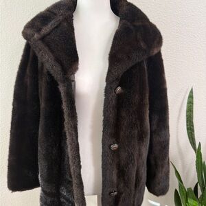 Vintage Luxurious Faux Fur Coat - Brown